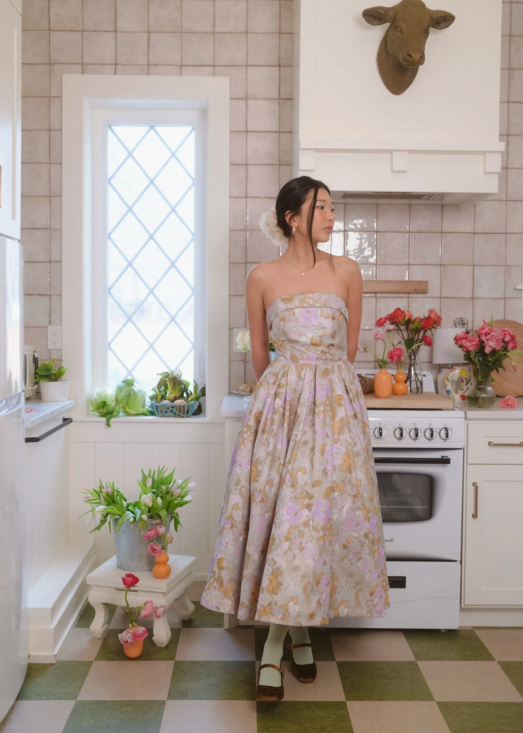 Anastelle Strapless Jacquard Dress - Image 3